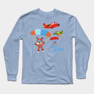 Vector illustration of a cute skydiver Long Sleeve T-Shirt